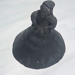 Vintage MCM Mexican Folk Art Negra Pottery Woman Bell